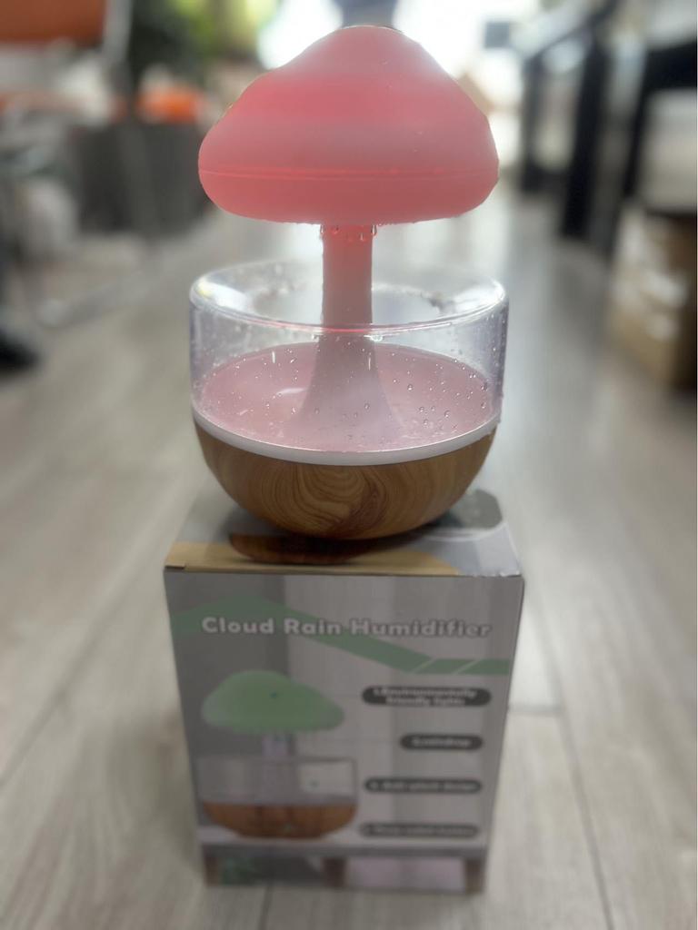 New Mini Desktop Rain Sound Humidifier with Night Light and Colorful Gradient for Bedroom Relaxation