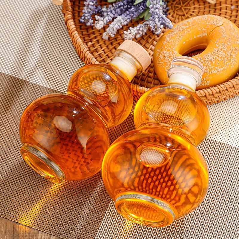 Transparent Gourd Shape High Borosilicate Glass Wine Bottle Heat-Resistant Glass Empty Bottle With Lid Milk Tea Bottle Cold Brew