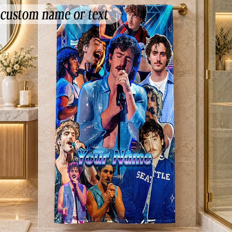 Beach TowelBenson Boone Custom Name Text Personalized Soft Towel for Beach Pool Indoor Home Decor Gift