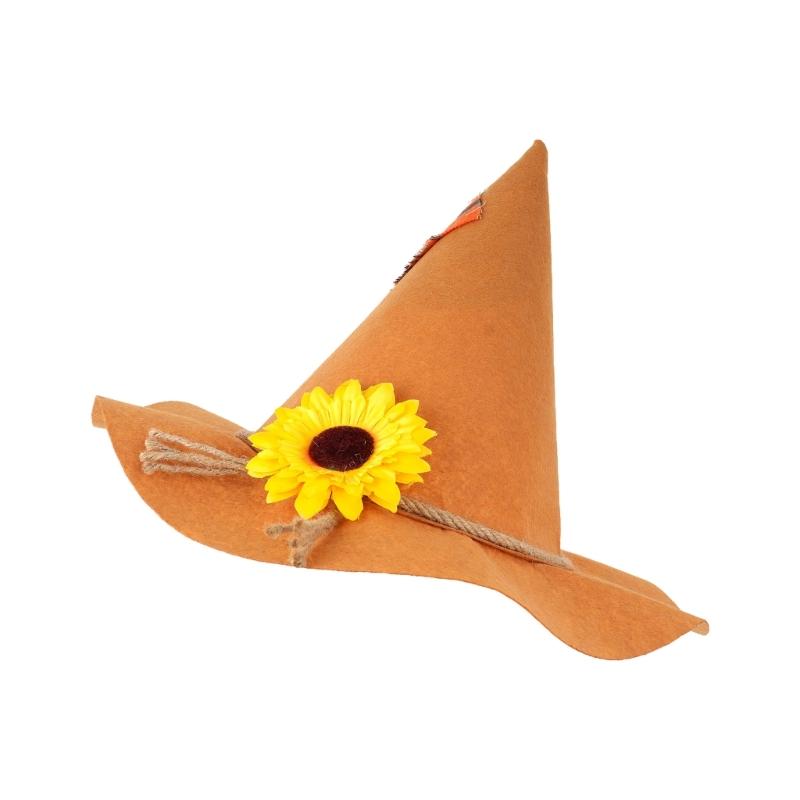 Шляпа пугала на Хэллоуин, Колдовские шляпы волшебника из фетра с широкими полями, заостренная шляпа, Аксессуары для костюма пугала для женщин и мужчин светло-коричневого