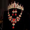 New Bridal Crown Three-piece Set Wedding Crown Headgear Necklace Earrings Korean Super Fairy Wedding Dress Accessories 2026