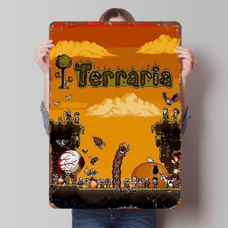 

Terraria Pixel Art Game Printed Poster Customized Wall Art Retro Vintage Metal Tin Signs for Gaming Room Decoration At Home Cozy 7.9x11.8In(20x30cm)