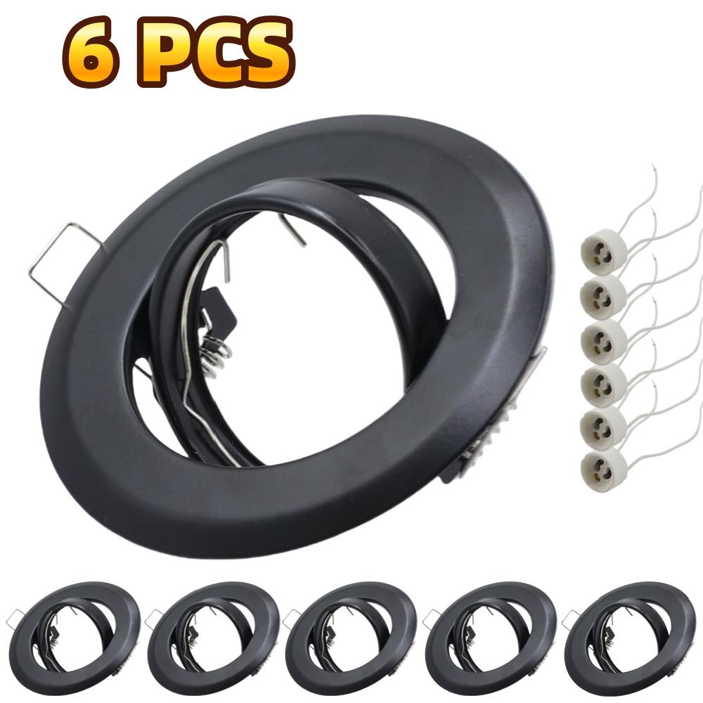 6Pcs Frame for Recessed Ceiling Spot Light with GU10 Lamp Holder Tilt Adjustable GU10 Downlight Fitting for 50mm Spotlight Bulb