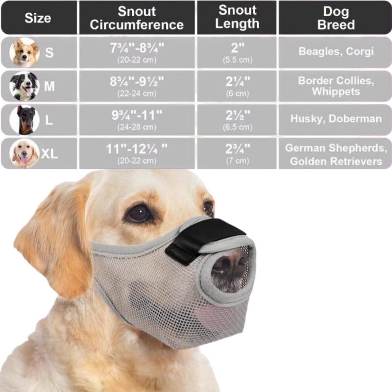 Dog Muzzle Soft Mesh Padded Adjustable Anti-Biting Barking Pet Mouth Cover for Small Puppies Walking Grooming Vet Visit
