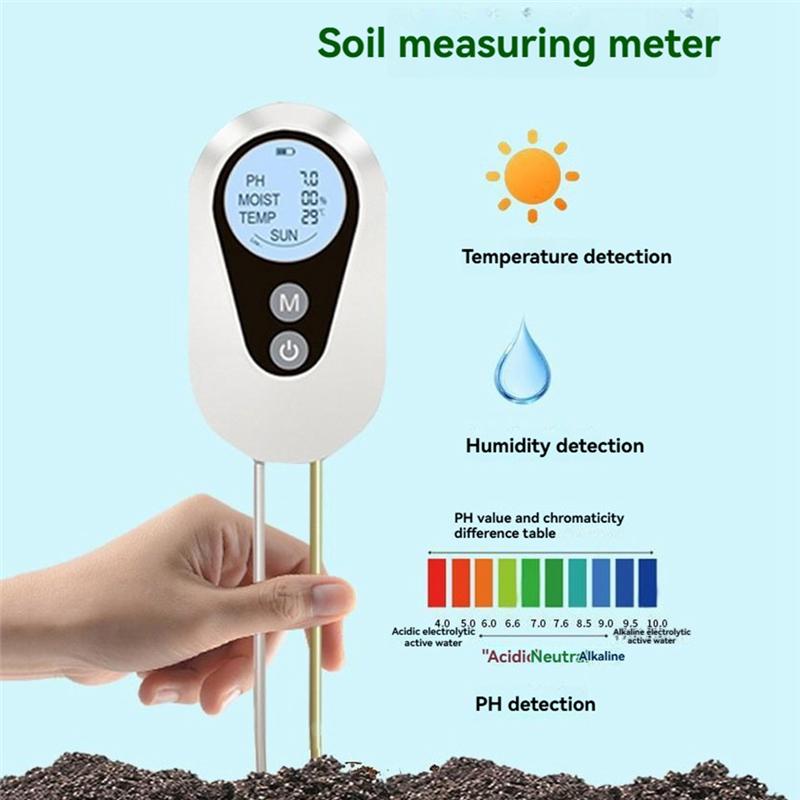 A95I-Digital Soil Tester 4-In-1 Soil PH Moisture Light Temperature Meter For Garden Plants Greenhouse Farm Outdoor Indoor