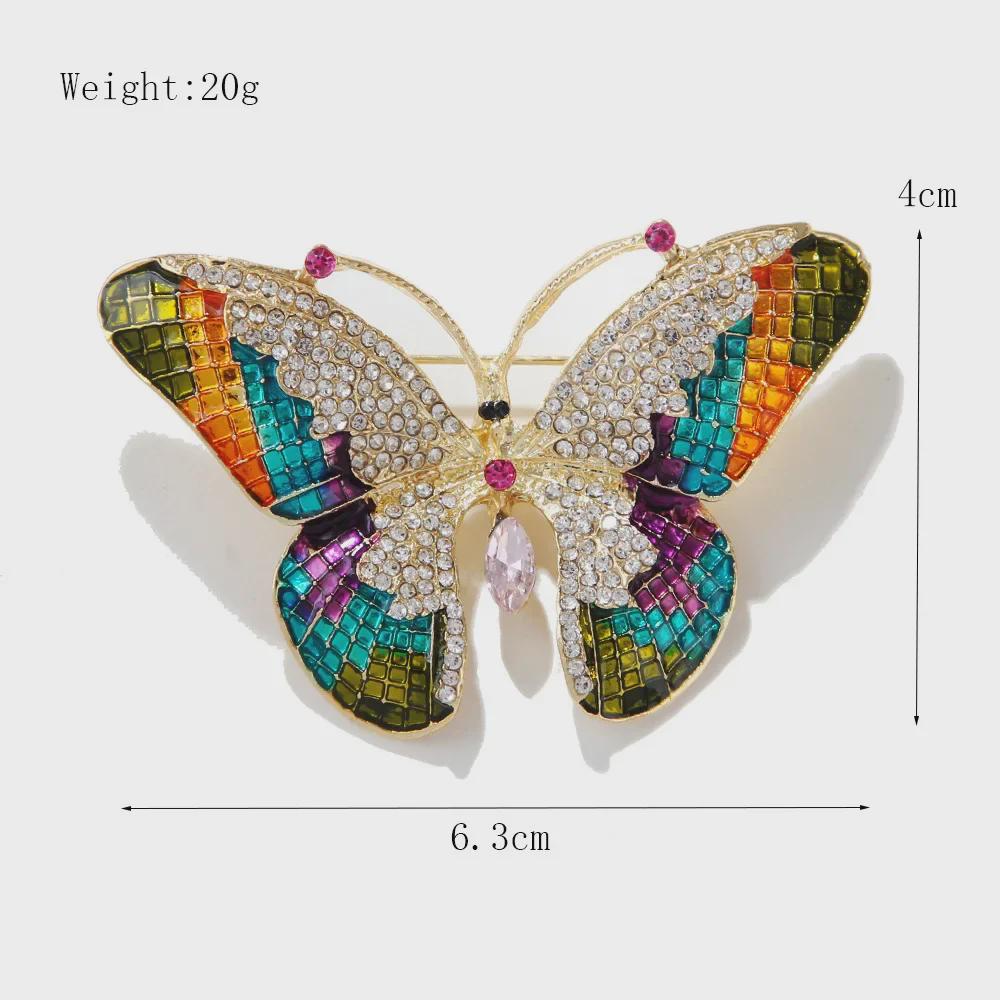 Lanhao Elegante Schmetterlingsbrosche mit Vollbesatz und farbiger Glasur