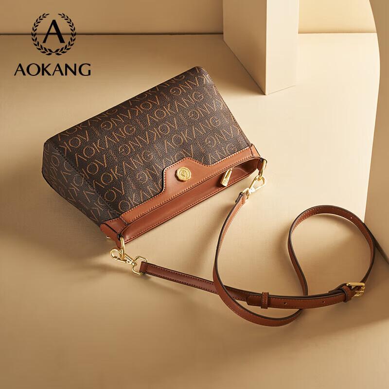 Aokang Women's Crossbody Bag, Handbag, Large Capacity, Small Square Bag, Shoulder Bag, Coffee Color
