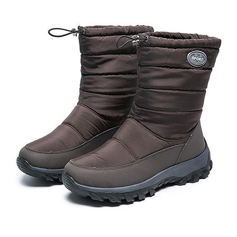 Damen-Winterstiefel, flach, rutschfest, wasserdicht, warm gefüttert, modische Damen-Stiefeletten, weich und bequem, große Größe 42 (DX659)