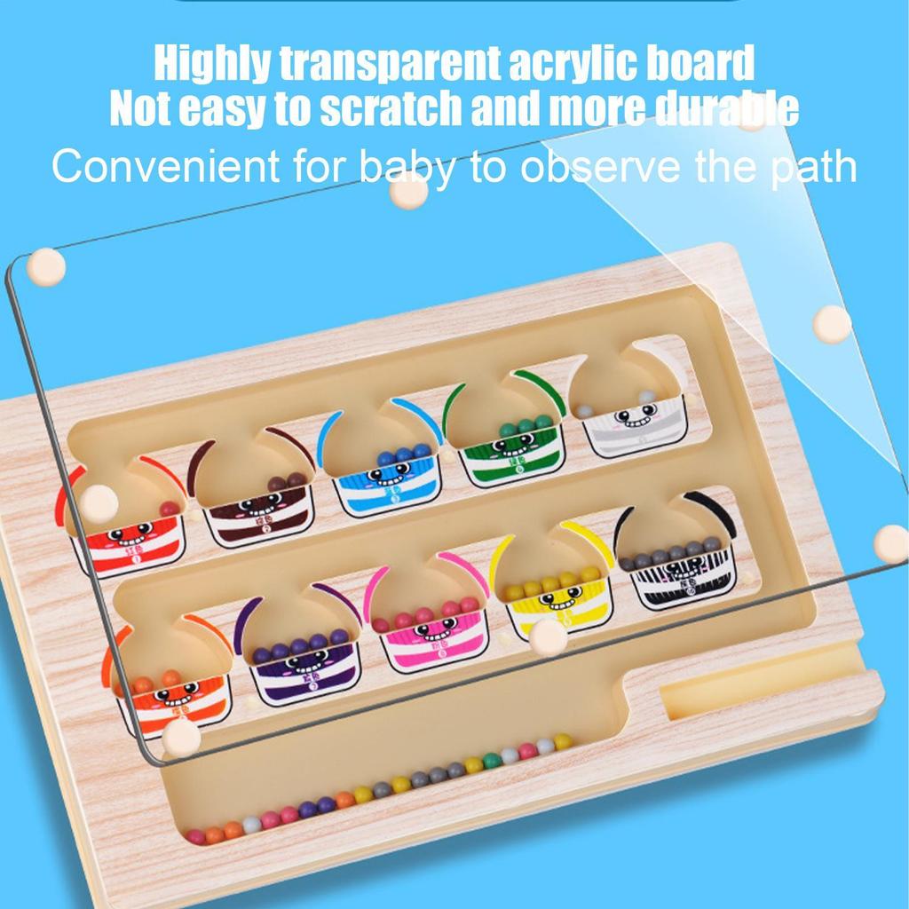 Montessori Magnetic Color Sorting Maze Number Maze Toys Wooden Puzzle Activity Board Fine Motor Toys for Toddlers Boys Girls