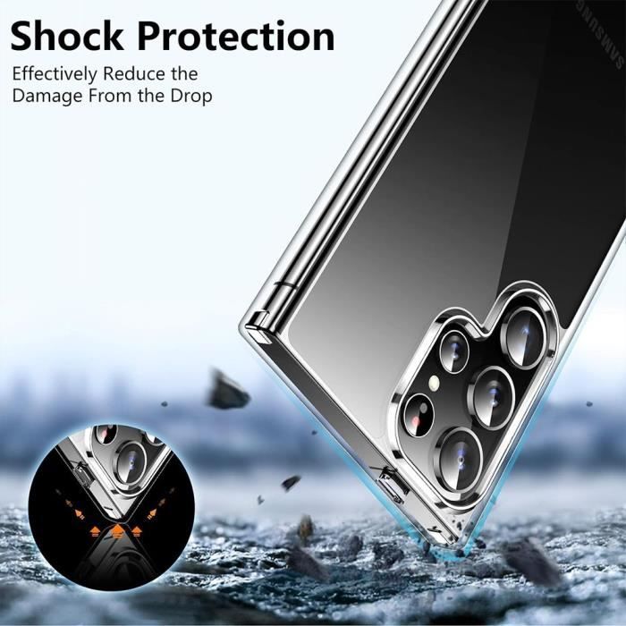Coque et Verres Trempés - Samsung - Galaxy S24 Ultra - Protection Antichoc - Silicone - Transparent