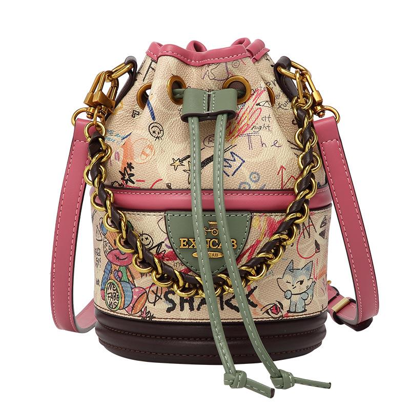 Bucket bag graffiti women's bag large capacity crossbody bucket bag women's single shoulder bucket bag