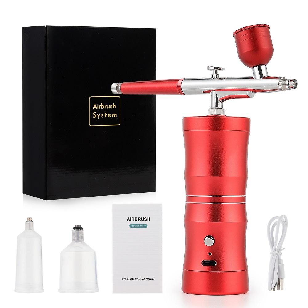 Top 0.3mm Pink Mini Air Compressor Kit Air-Brush Paint Spray Gun Airbrush For Nail Art Tattoo Craft Cake Nano Fog Mist Sprayer