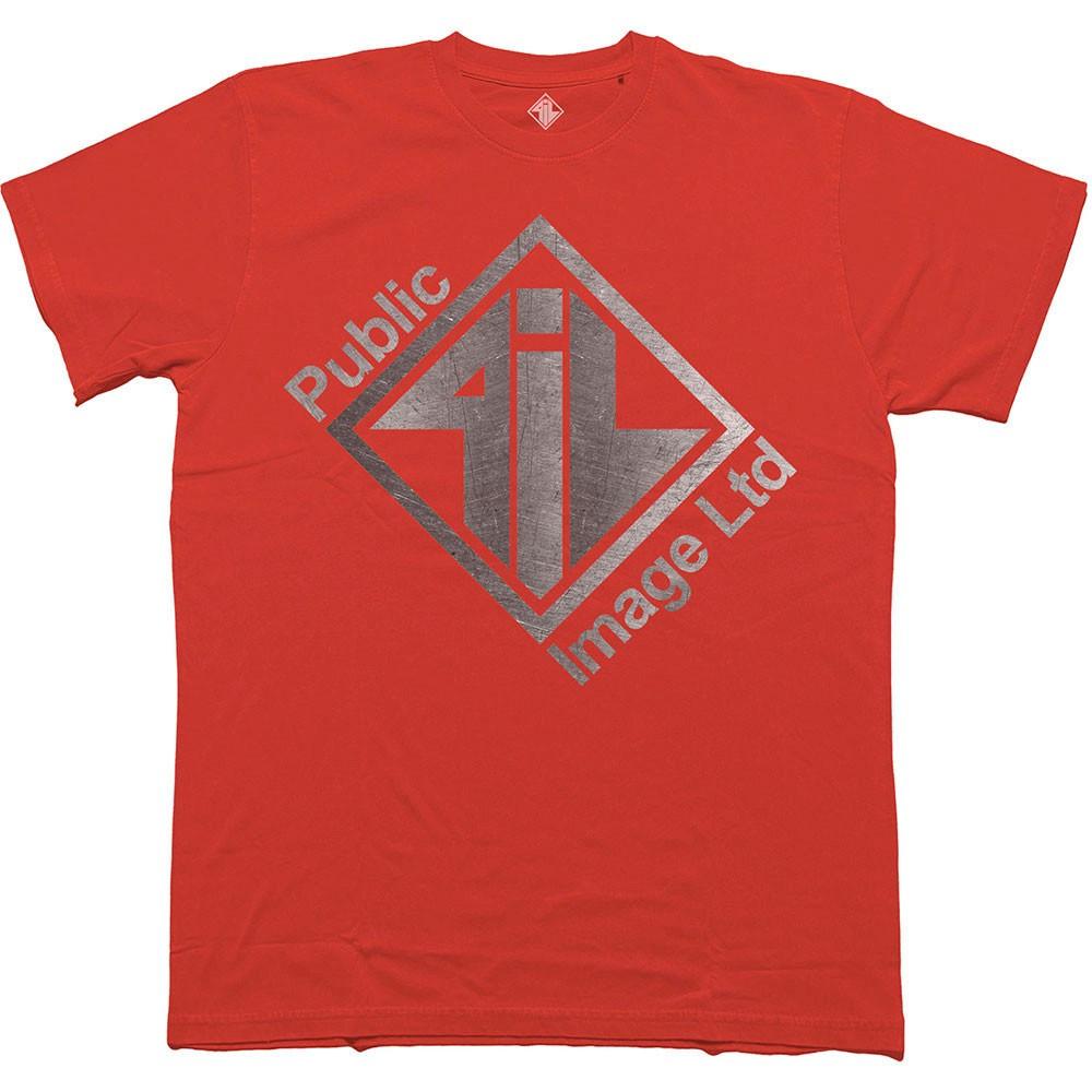PiL - Public Image Ltd - Brushed Steel Logo & Text - Red t-shirt XXL
