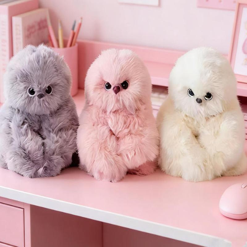 Interactive Shy Owl Plush Toy Singing Head Turning Stuffed Animal Cute Pendant Gift for Kids