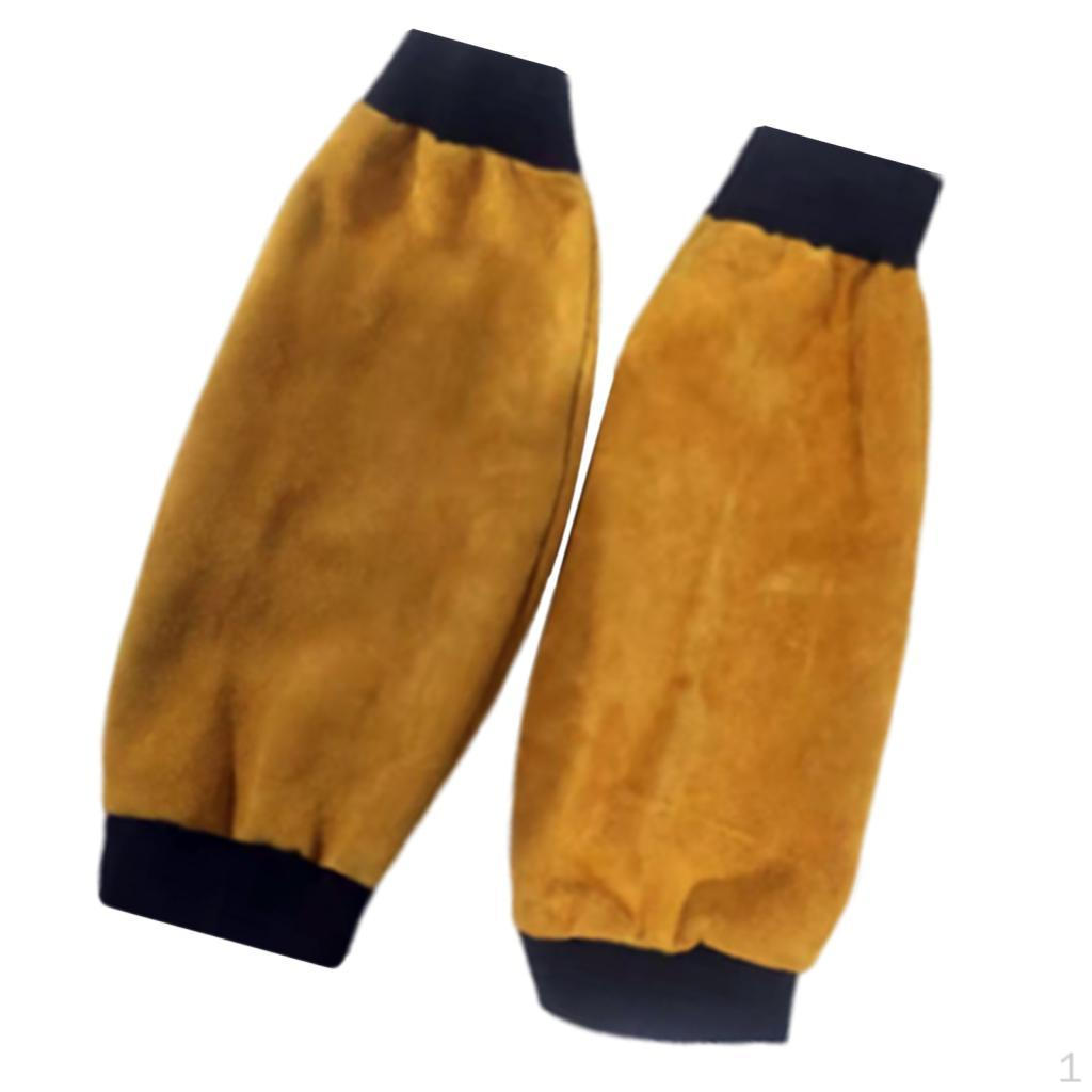 -Resistant Heavy Duty Cowhide Leather Welding Sleeves for , Safety Work Skin Yellow A