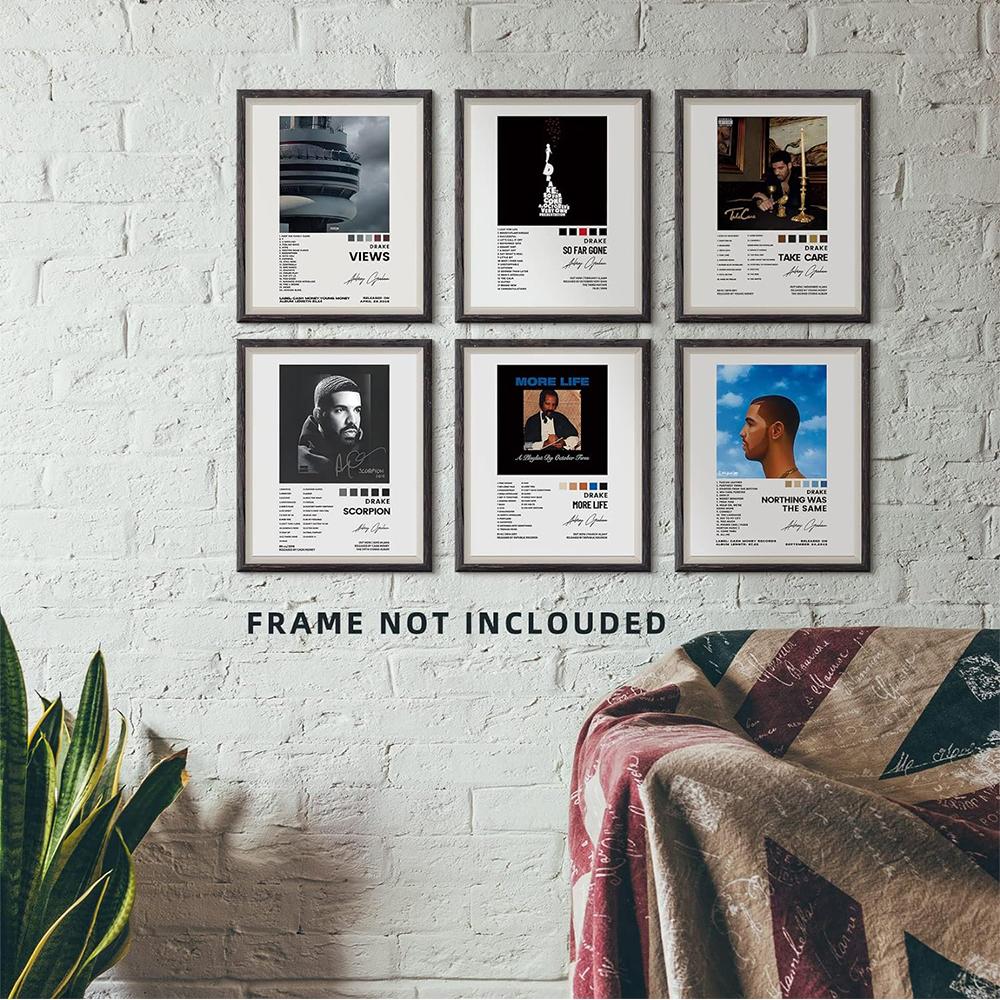6pcs 8x10in Drake Posters Unframed Canvas Music Album Cover for Room Decor