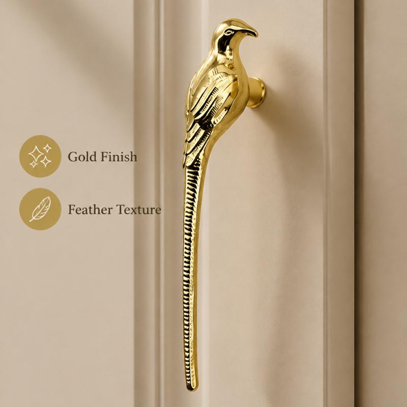 New Creative Golden Magpie Retro Metallic Cabinet Door Handle Luxury Drawer Knob for Wine Cabinet Wardrobe