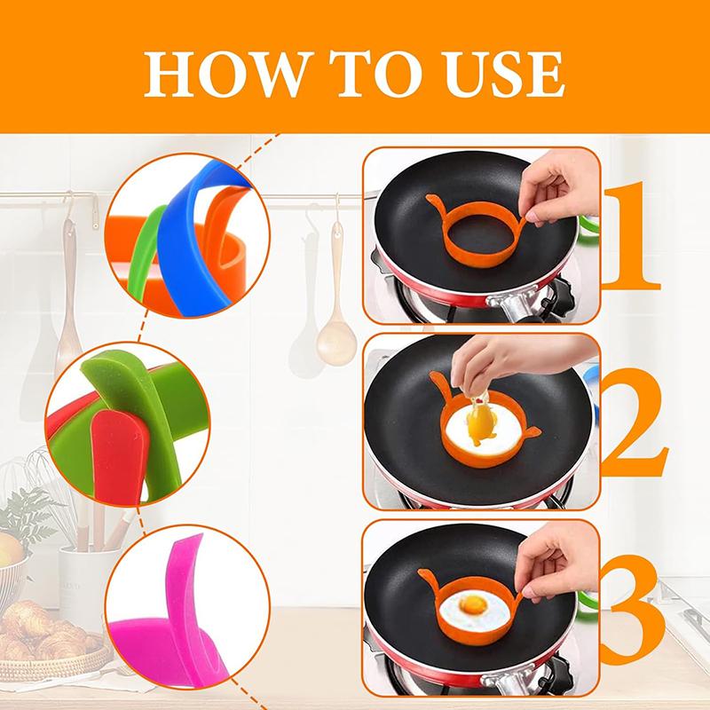 4Pcs Silicone Ring Fried Egg Mold Nonstick Egg Rings for Frying Pancake Ring Molds Heat Resistant Egg Frying Ring Cooking Tool