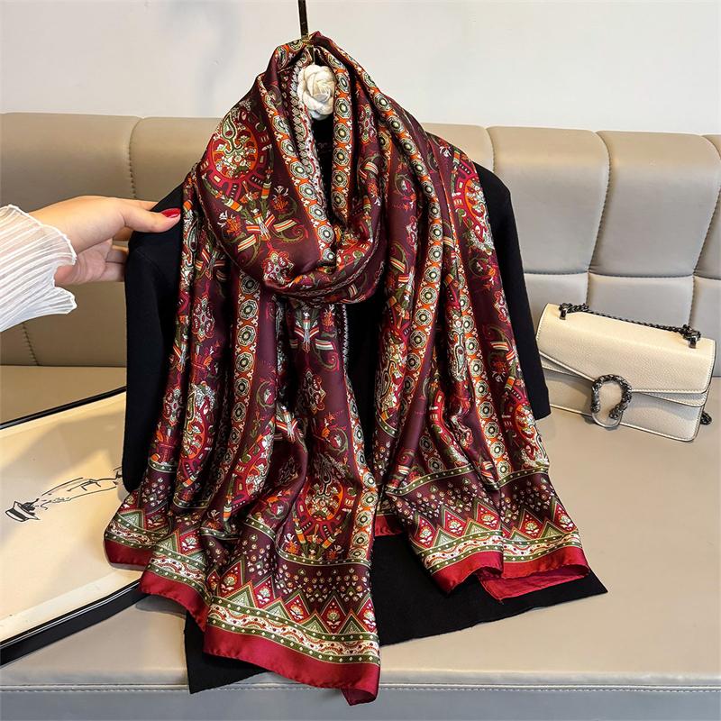 180*80cm Great Hijab Wheal Satin Sort Spring Spring New Shallow Women's Hand Foulard Pashmina Travel Scarf  New