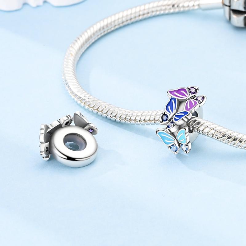 100% Real Copper Charms Bead Luminous Butterfly Dangle Fit Original Bracelet Diy For Woman Jewelry Party