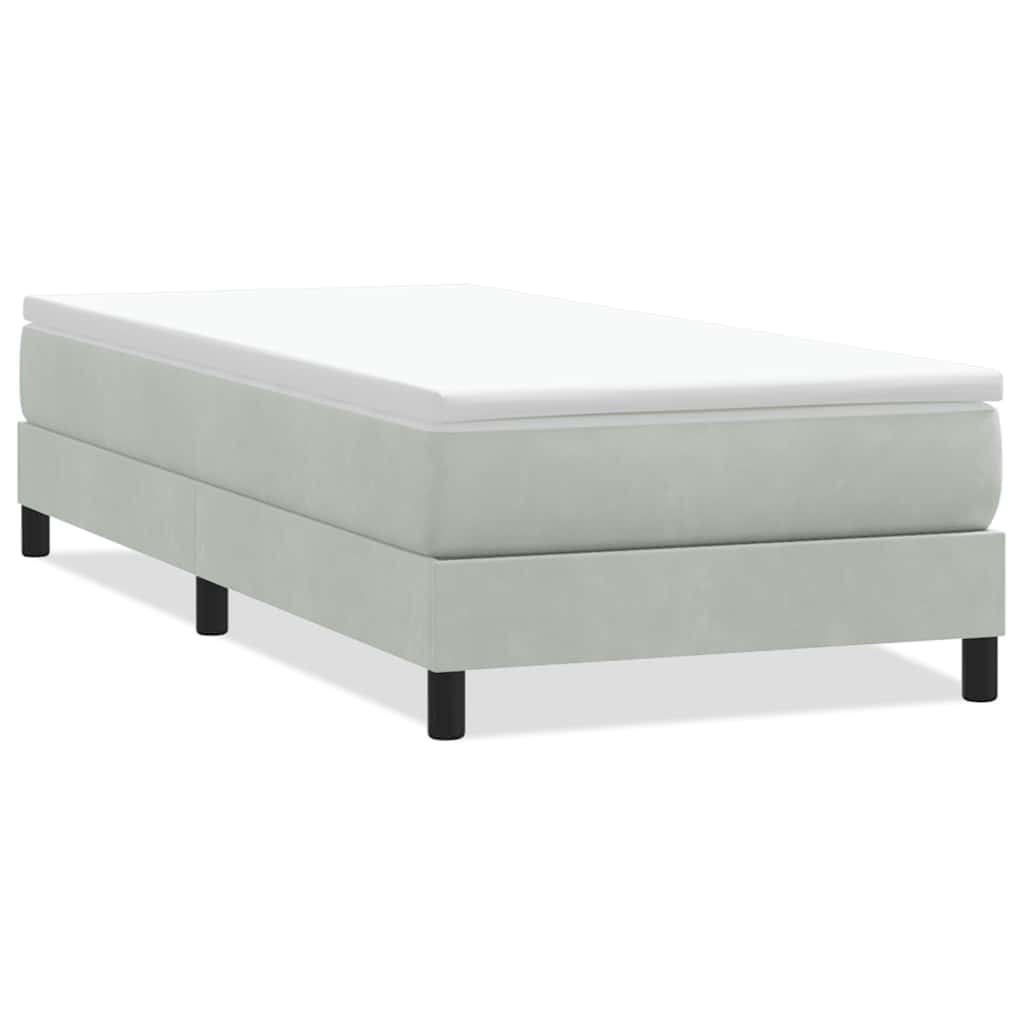 Box Spring Bed Without Mattress Light Grey 80 x 210 cm Velvet