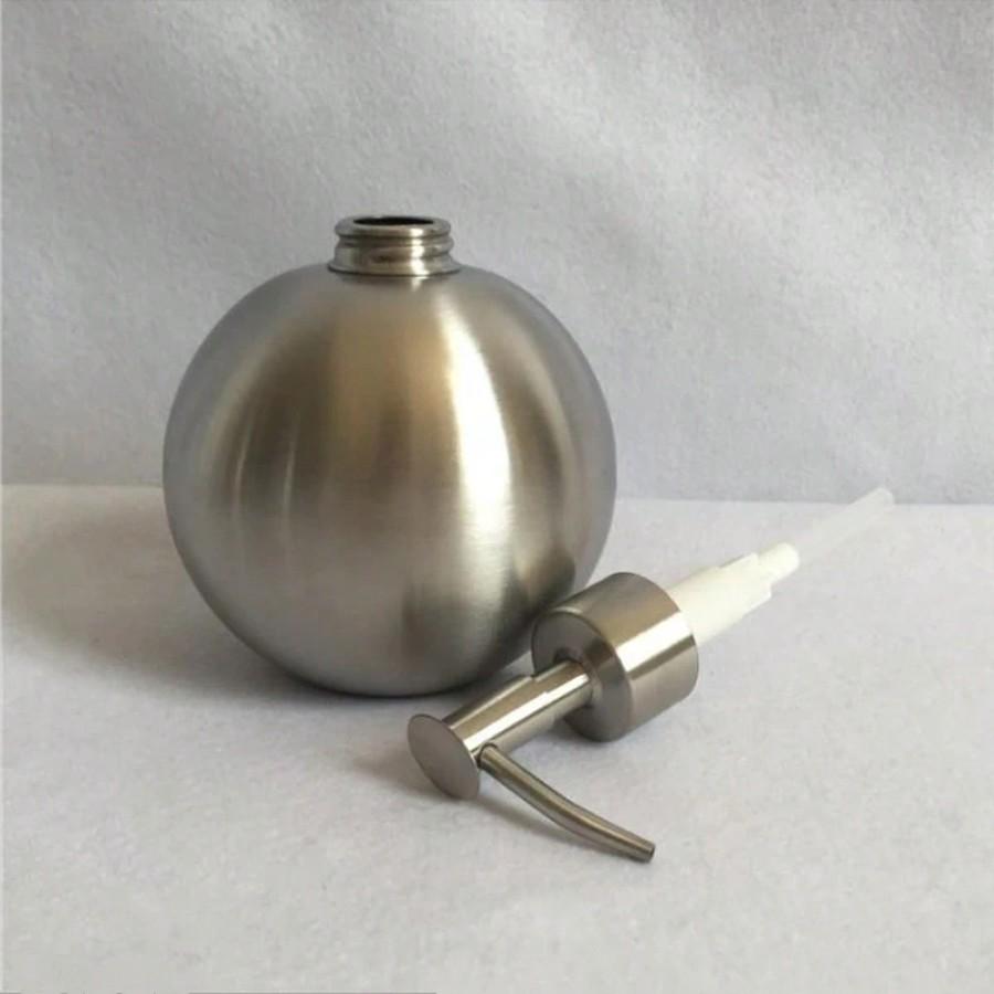 

500ML Stainless Steel Spherical Liquid Soap Bottle Push Type Hand Sanitizer Dispenser Bottle Squeeze Bottle Shampoo Bottle срібний