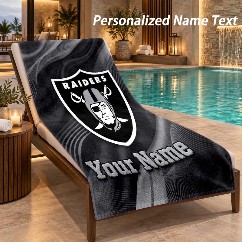 Custom Text Las Vegas Raiders Print Beach Towel Large Towel For Home Bathroom Beach