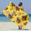 1PC Daisy Print Bee Theme Beach Towel, Summer Essential for Beach Pool Camping Yoga Travel