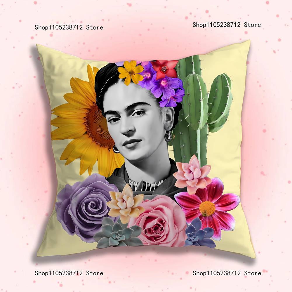 Fashion F-Fridas-S K-Kahlo Pillow Case Plush Fabric Soft Pillowcase Double Sided Print Sofa Cushion Cover Throw