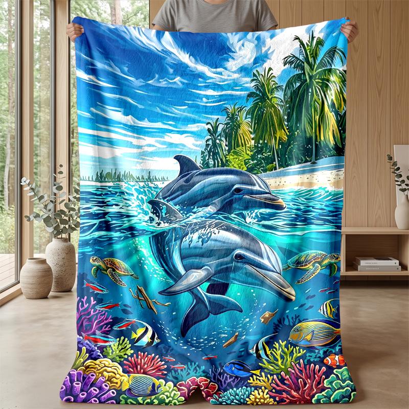 Ocean Life Adventure 11 Theme Blanket Lightweight Warm Flannel Blanket Decorative Throw Blanket for Home Decoration