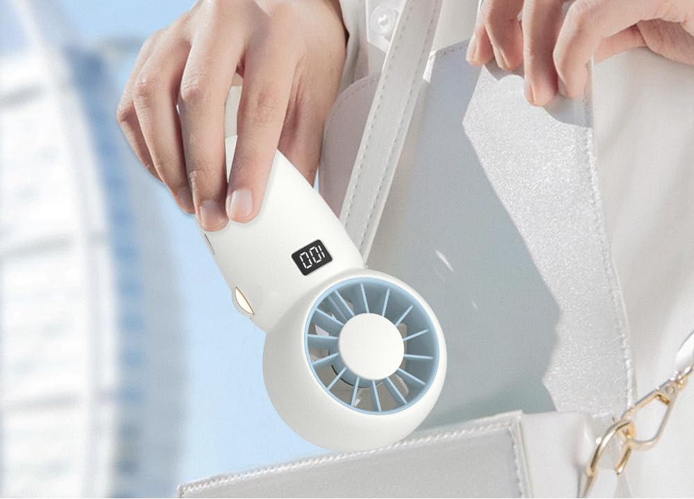 Set of 4 FluleForest Jet Handy Handy Portable 100 Levels of Air Flow Dial Stand Strap USB Fan, Fan, White, Fan, Adjustment, Type, Rechargeable,