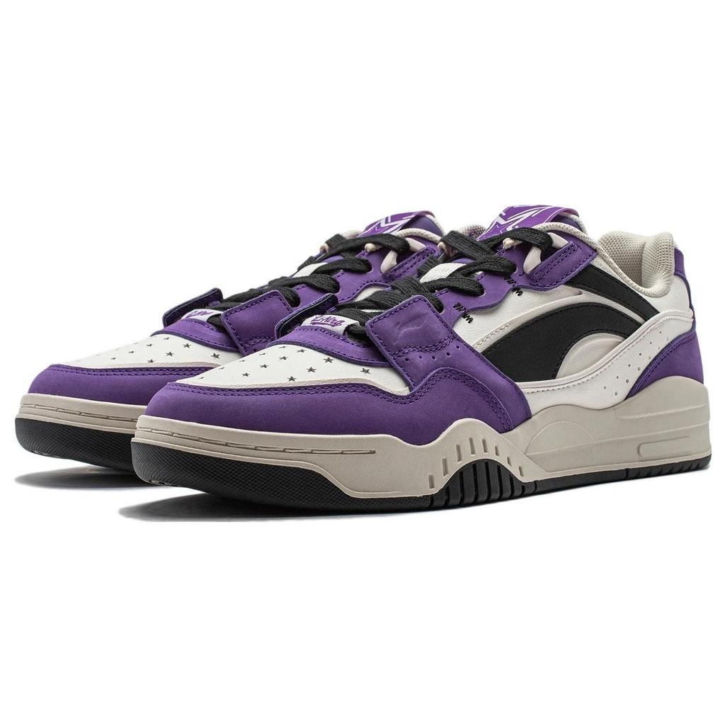 Li Ning Moon White Comfortable Versatile Shock Absorbing Breathable Low Top Sneakers Unisex Sneakers Purple AGCS427-13
