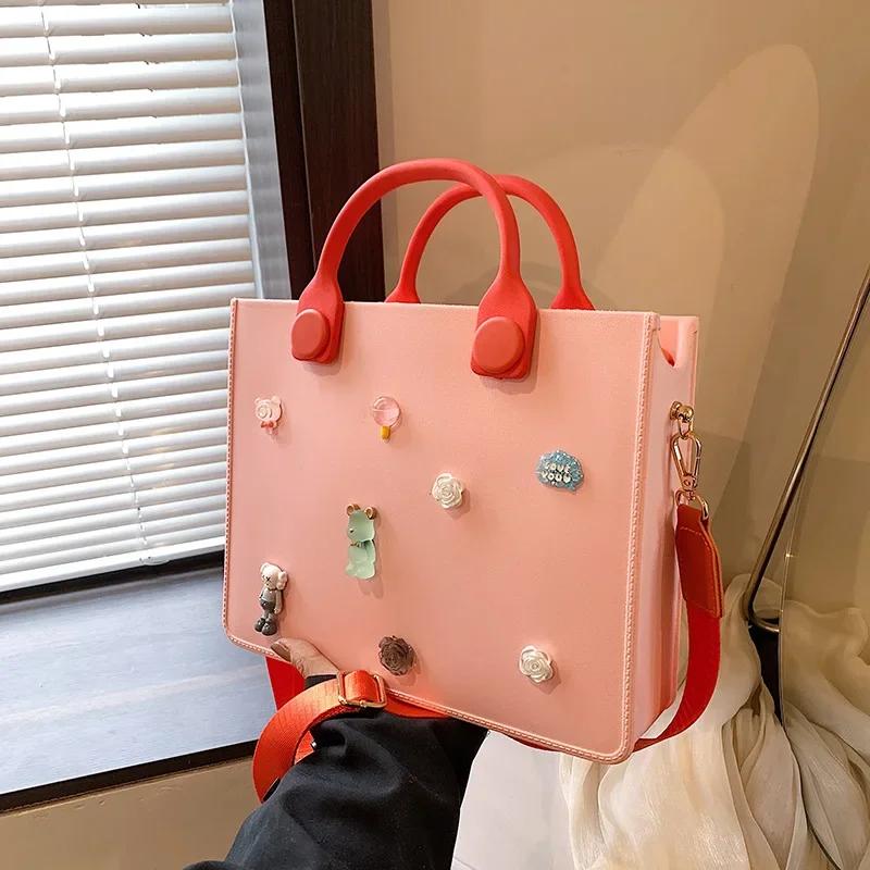 Leather women's bag monochromatic zipper women's shoulder bag beach bag waterproof bags new fashion