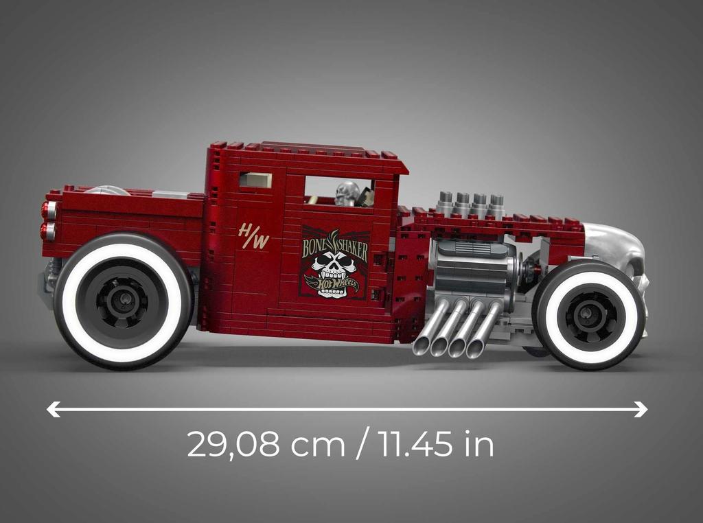 MEGA Hot Wheels 1:18 Bone Shaker Collector's Edition Building Blocks Set (904 Pieces) with Die-Cast Car (Ages 10 and Up) HBD50