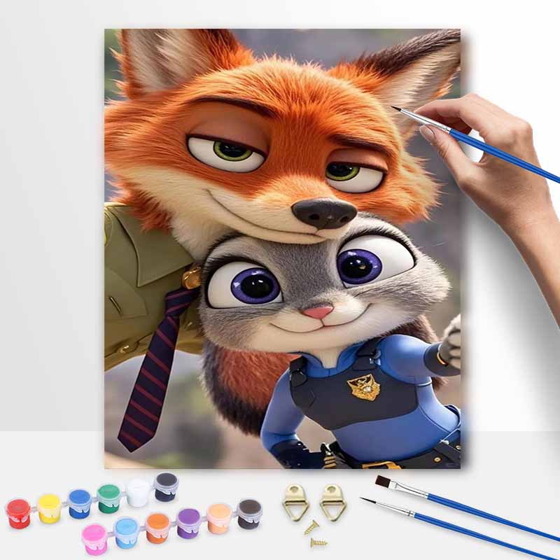 Disney digital oil painting animal police characters hand painting home decoration painting 20x30cm