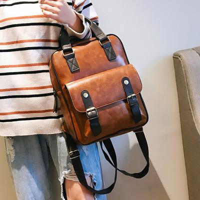 Sieviešu pretaizdzīšanas mugursomas studentiem brūnas skolas somas pusaudžu meitenēm ūdensizturīgs vintage klēpjdators, āda, liela ceļojumu mugursoma