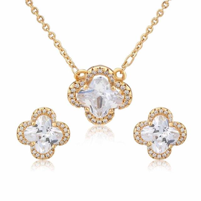 Schmuck Frauen Halskette Ohrringe Set Luxus Qualität Luxe Zubehör Feine Zirkonia Champagner Mode Jewelri Cubic Hohe Großhandel