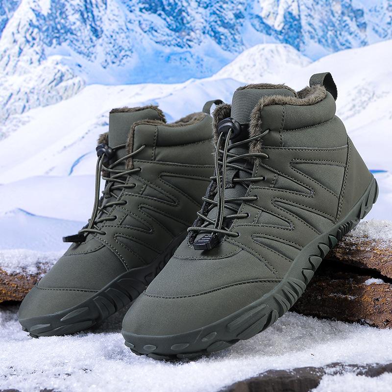New five-finger men's snow boots barefoot piled thickened single shoes waterproof and non-slip barefoot non-slip cotton shoes