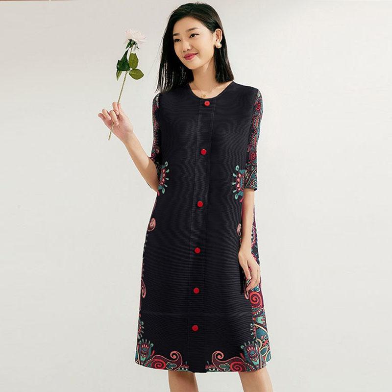 Vestido plisado femenino primavera y otoño nueva señora Noble temperamento desgaste edad reducida suelta Slim Cardigan vestido mujer abrigo Tops