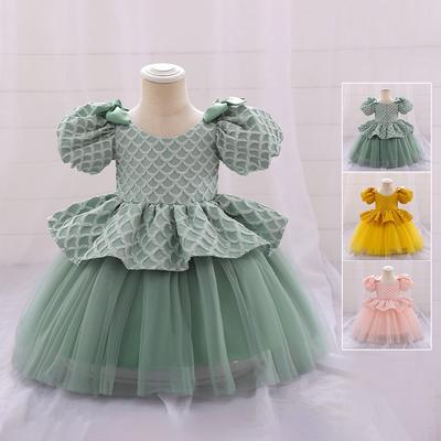 Vestido de cumpleaños, vestido de bebé, vestido de 1er cumpleaños para niña, vestido de princesa con lazo, vestidos de flores para niñas, vestido rosa para fiesta de boda