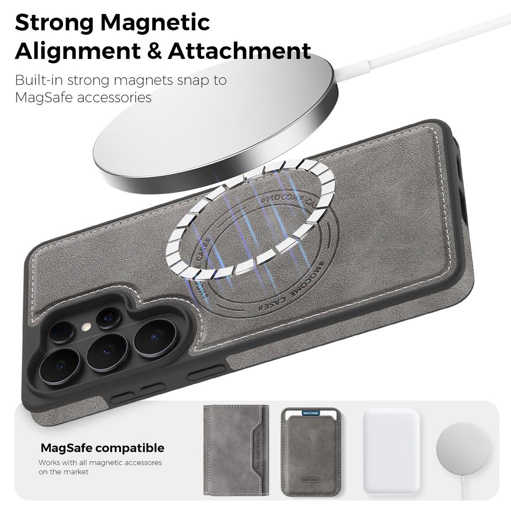 Retro Leather For Magsafe Case For Samsung Galaxy S26 S25 Edge S24 FE S23 S22 Plus Ultra A57 A37 A17 A56 A36 Magnetic Back Cover