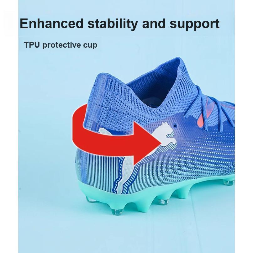 New PUMA FUTURE 7 Abrasion Resistant Low top Soccer Shoes Blue Kids' 107946-01