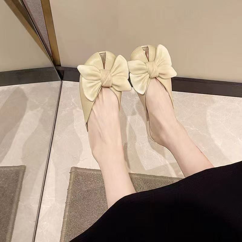 Bow girl versatile not tired feet walking date wear-resistant simple comfortable bag head cool slippers