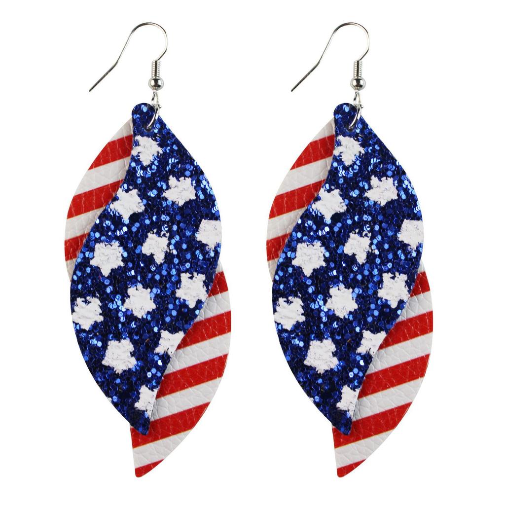 American Flag Star Stripe Elements Independence Day Leather Earrings Election Theme Diy