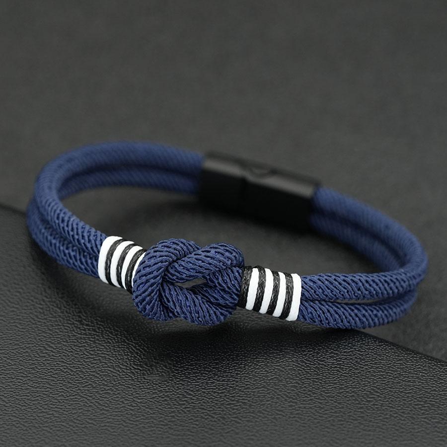 

Stylish Rope Bracelet Men 4 Colors Available Grade A 4mm String Charm Braslet Detachable Magnetic Buckle Casual Accessories Male тёмно-синий