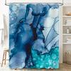 Abstract Watercolor Shower Curtain Blue Ocean Waves Design for Bathroom Decor Customizable Size from 60x72 to 84x96 (No Hardware