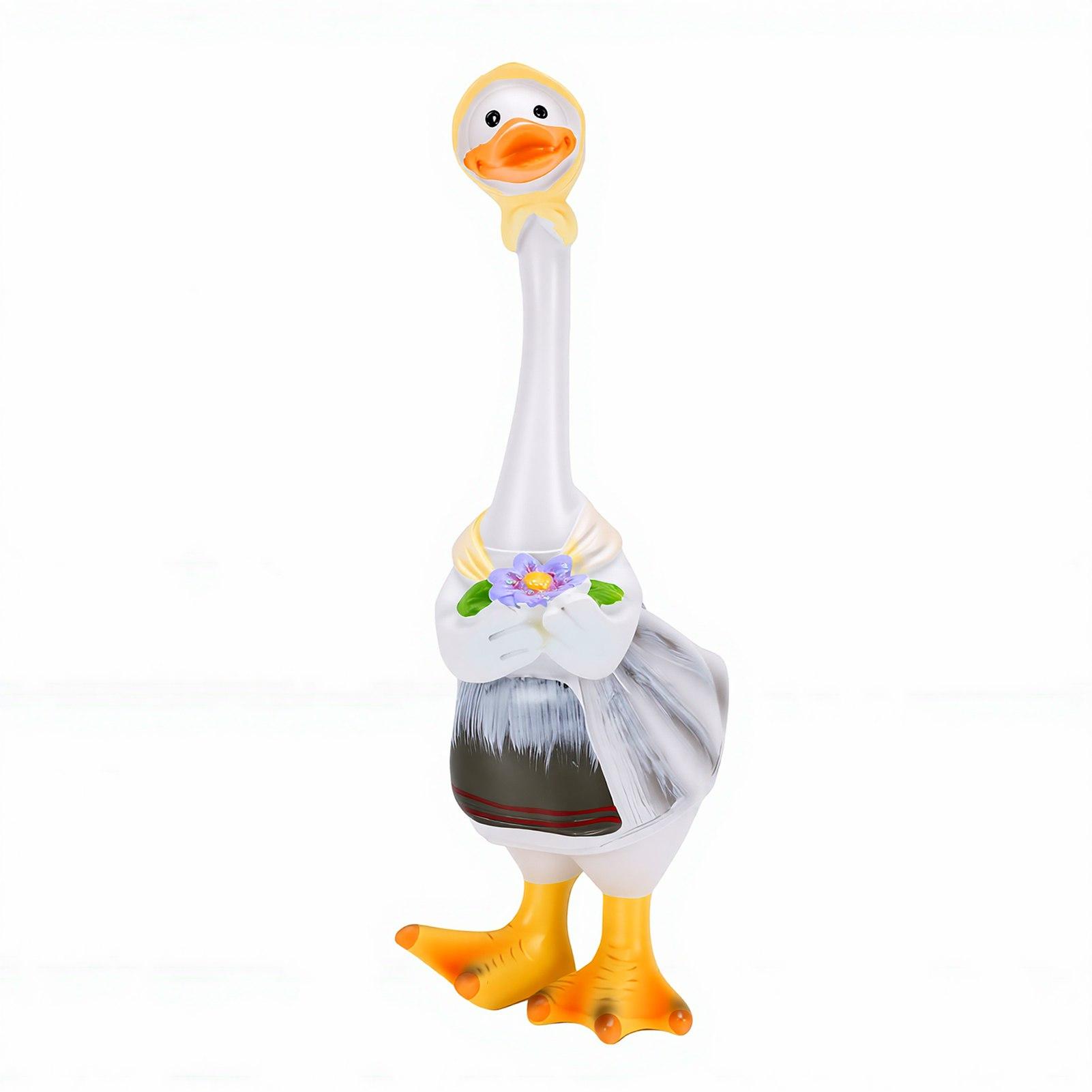 Fishine Unisex Cute Ducks Statue Countryside Garden Sculpture Art Decor Duck Figurine For Yard Porch Indoor Outdoor Decor B