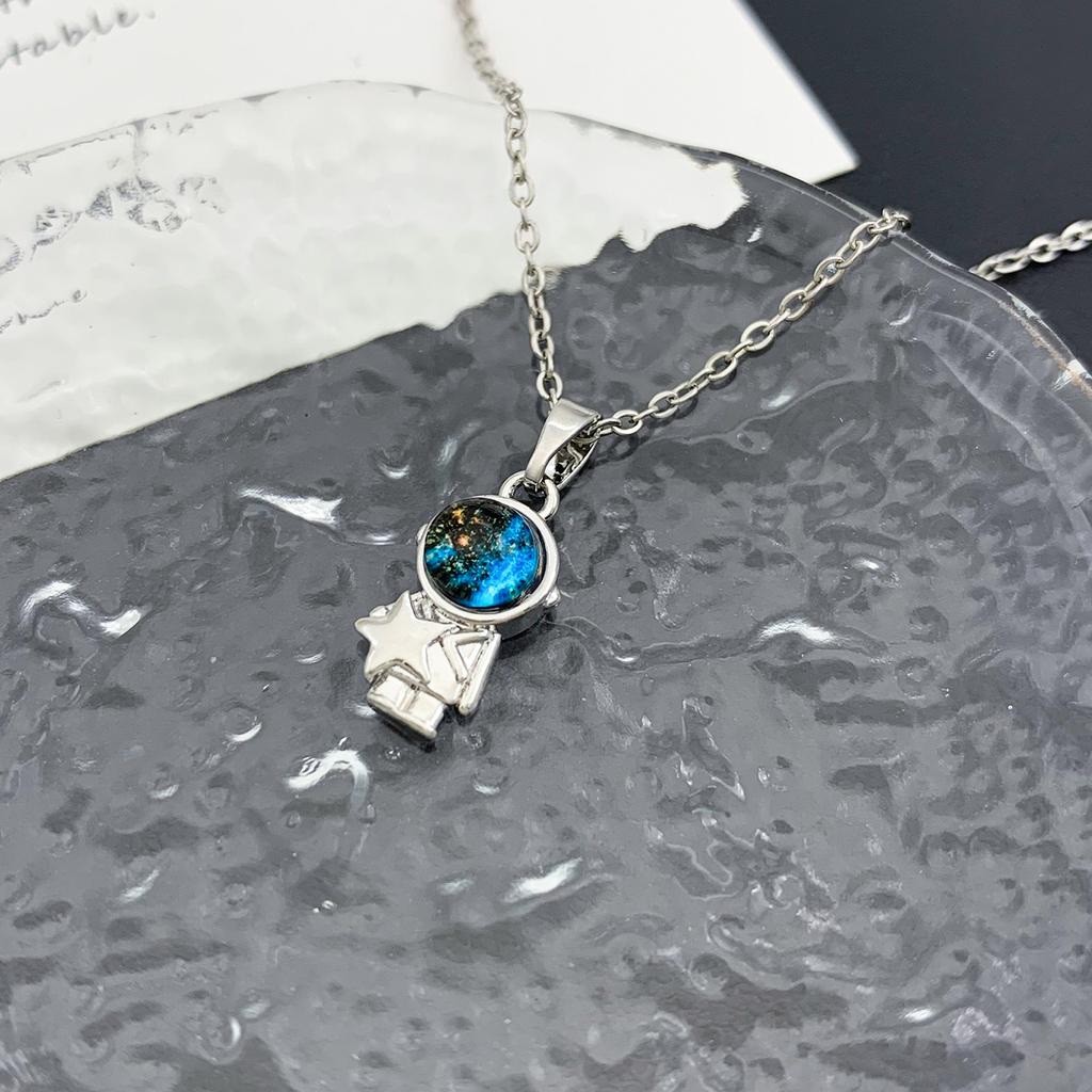 Necklace popular hot sale azure blue starry sky necklace accessories women's light luxury high sense hot sale planet versatile titanium steel necklace