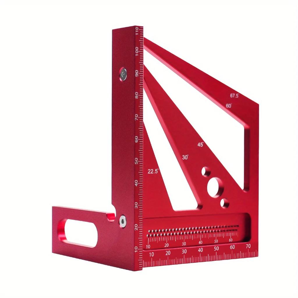 22.5/30/45/60/67.5/90 Degree Aluminum Alloy Square Ruler Protractor, Multi-Angle 3D Measuring Ruler, Engineer Carpenter Crafting