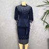 African Women's High-End Beaded Lantern Sleeve Dress